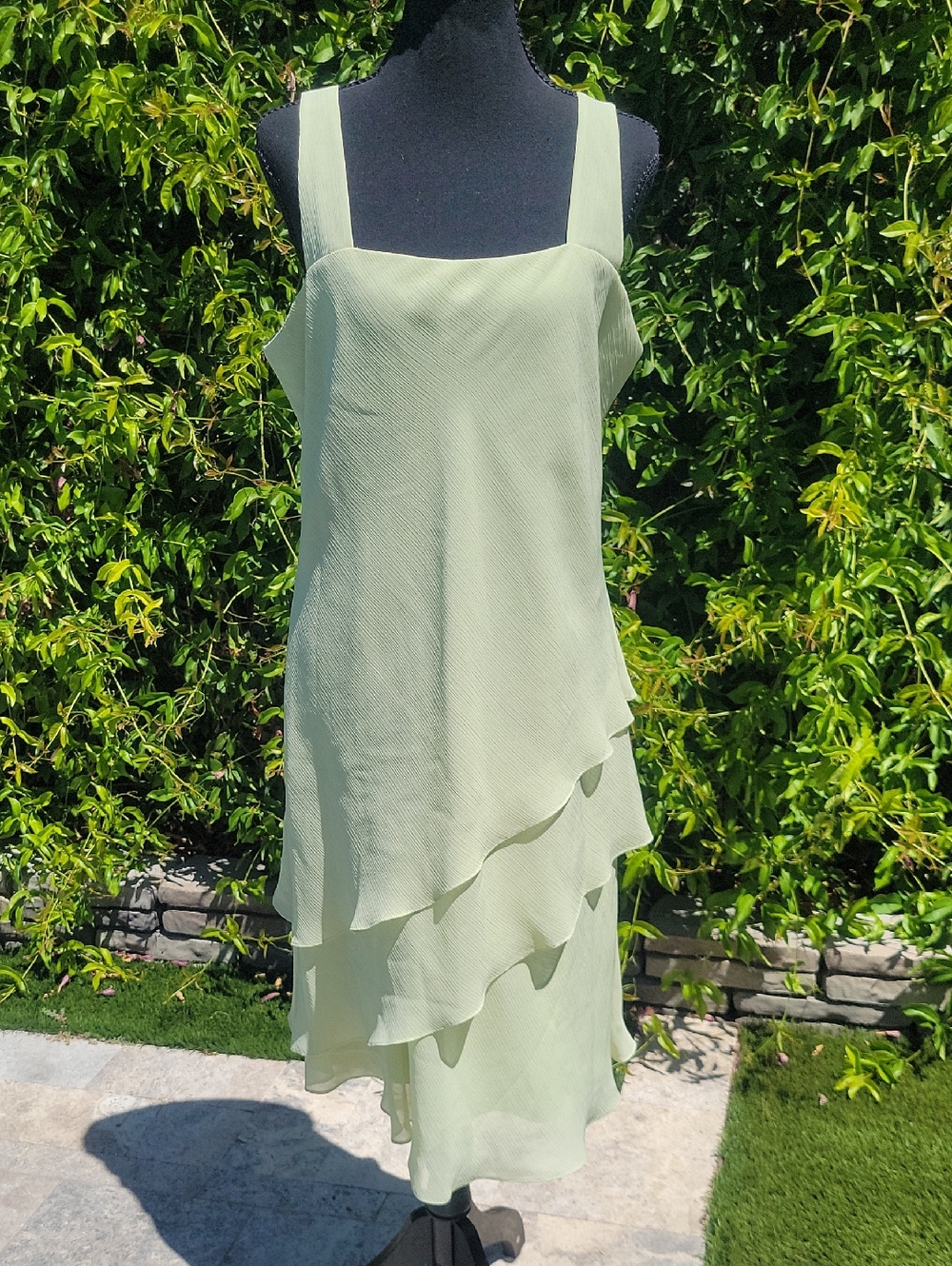 Vintage Ursula of Switzerland Sleeveless Layered Chiffon Midi Dress  14W